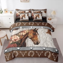 Feelyou Western Horse Twin Bedding Sets 7pcs, Cowgirl Bedding Comforter Set