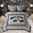 thumbnail image 1 of Feelyou Western Jungle Bear Bedding Comforter Set 7pcs, Grey Triangle Aztec Queen Bedding Sets, Woodland Wildlife Animal Reversible Queen Sheet Sets, Luxury Bedroom Decor, 1 of 8