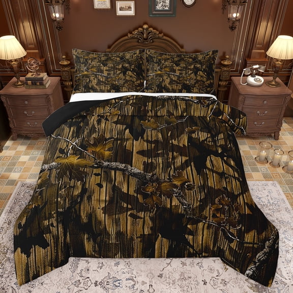 Feelyou Western Jungle Leaf Bedding Comforter Set for Teens, Brown Branches Plant Botanical Twin Comforter Sets, Countryside Reversible Bedding Set, Lightweight Room Decor, 2-Piece