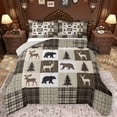thumbnail image 1 of Feelyou Western Lodge Cabin Queen Comforter Set, Jungle Bear Deer Animal Bedding Sets, Countryside Theme Reversible Bedding Comforter Set, Wheat Brown Super Cozy Room Decor, 3 Pieces, 1 of 8