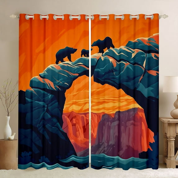 Feelyou Western Mountain Black Out Curtains, Animal Curtains Pack of 2 (42x63 Each)