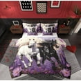 thumbnail image 1 of Feelyou Western Racing Horse Twin Bedding Sets 7-Piece for Kids, Rustic Flower Bedding Comforter Set, Oil Printing Artwork Reversible Sheet Sets, Luxury Bedroom Decor, 1 of 7