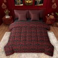 thumbnail image 1 of Feelyou Western Red Damask Twin Bedding Sets 7pcs, Boho Gothic Skull Bedding Comforter Set, 1 of 8