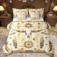 thumbnail image 1 of Feelyou Western Sheep Skeleton Bedding Comforter Set 7pcs, Retro Bohemian Stars Print King Bedding Sets, Mandala Style Reversible Bed Sheets, Microfiber Bedroom Decor, 1 of 7