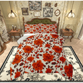 thumbnail image 1 of Feelyou Wheat Red Flower Bedding Comforter Set for Adult, Retro French Floral Twin Comforter Sets, Countryside Theme Reversible Bedding Set, Lightweight Room Decor, 2-Piece, 1 of 8
