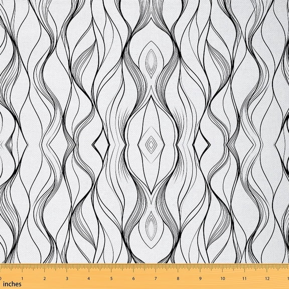 Feelyou White Black Stripes Fabric by the Yard 1 Yard, Abstract Ombre Sewing Fabric, Chic Geometric Home Decor Fabric by the Yard, Ultra Soft Home Decor