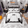 thumbnail image 1 of Feelyou White Ghost Print Bedding Comforter Set for Teen, Black Mystic Cat Twin Comforter Sets, Cartoon Halloween Style Reversible Bedding Set, Microfiber Bedroom Decor, 2pcs, 1 of 8