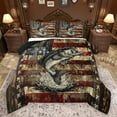 thumbnail image 1 of Feelyou Wildlife Bass Fish Bedding Comforter Set for Teens, US Flag Print Wooden Plank Twin Comforter Sets, Rustic Farmhouse Reversible Bedding Set, Lightweight Room Decor, 2-Piece, 1 of 8