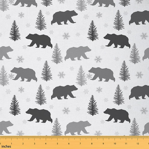 Feelyou Wildlife Bear Fabric by the Yard 2 Yards for Kids, Jungle Animals Room Decor Fabric by the Yard, Rustic Farmhouse Theme Fabric for Sewing, Super Cozy Room Decor