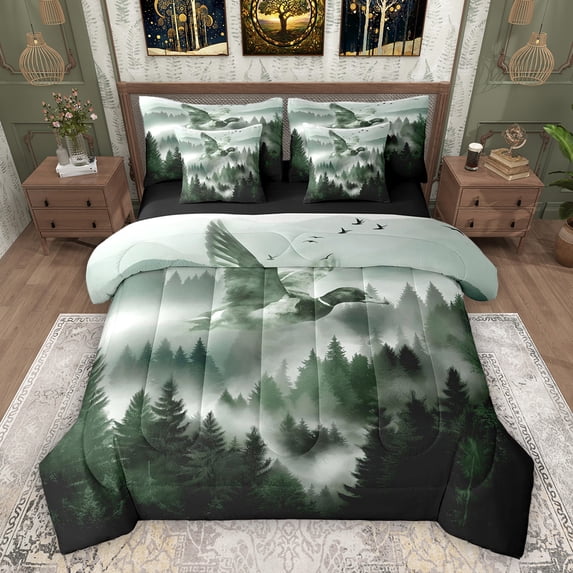 Feelyou Wildlife Duck Twin Bedding Sets 7pcs, Nature Scenery Bedding Comforter Set