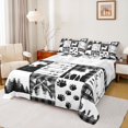 thumbnail image 1 of Feelyou Wildlife Elk Deer Queen Sheet Sets, Grey Buffalo Plaid Bed Set, 4-Piece, 1 of 7