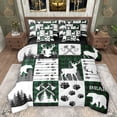 thumbnail image 1 of Feelyou Wildlife Moose Deer Twin Bedding Sets 7pcs, Green Buffalo Bedding Comforter Set, 1 of 8