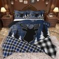 thumbnail image 1 of Feelyou Wildlife Reindeer Moose Bedding Comforter Set, Checkered Buffalo Plaid Twin Comforter Sets, Navy Vintage Farmhouse Reversible Bedding Set, Breathable Home Decor, 2-Piece, 1 of 9