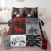 Feelyou Wildlife Twin Bedding Sets 7pcs, Hunting Theme Bedding Comforter Set