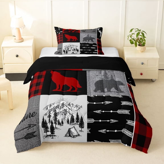 Feelyou Wildlife Twin Comforter Sets, Hunting Theme Bedding Set, 2pcs