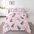 thumbnail image 1 of Feelyou Winter Pink Snowman Queen Comforter Set, Merry Christmas Bedding Sets, Western Festival Holiday Reversible Bedding Comforter Set, Luxury Bedroom Decor, 3-Piece, 1 of 8