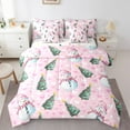 thumbnail image 1 of Feelyou Winter Pink Snowman Twin Bedding Sets 7-Piece, Merry Christmas Bedding Comforter Set, Western Festival Holiday Reversible Sheet Sets, Luxury Bedroom Decor, 1 of 7