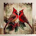 thumbnail image 1 of Feelyou Winter Robin Bird Black Out Curtains, Western Christmas Animal Curtains Pack of 2 (42x63 Each), Flower Plant Botanical Bedroom Curtains, Blackout Curtains Bedroom Decor, 1 of 7