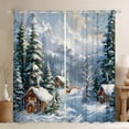thumbnail image 1 of Feelyou Winter Rustic Cabin Blackout Curtains Set of 2 (52x84 Each), Kawaii Christmas Reindeer Window Curtains, Nature Scenery Curtains and Drapes, Window Curtains Decor, 1 of 6