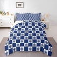 thumbnail image 1 of Feelyou Winter Snowflake Teens Queen Comforter Set, Blue Plaid Checkered Bedding Sets, Merry Christmas Reversible Bedding Comforter Set, Lightweight Room Decor, 3 Pieces, 1 of 8