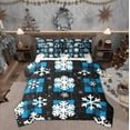 thumbnail image 1 of Feelyou Winter Snowflake Twin Bedding Sets 7-Piece, Christmas Festival Bedding Comforter Set, Vintage Plaid Buffalo Reversible Sheet Sets, Lightweight Room Decor, 1 of 7
