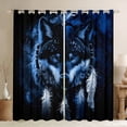 thumbnail image 1 of Feelyou Wolf King Animal Black Out Curtains, Western Dream Catcher Curtains Pack of 2 (42x63 Each), Hippie Woodland Wildlife Bedroom Curtains, Blackout Curtains Home Decor, 1 of 6