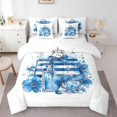 thumbnail image 1 of Feelyou Women Fashion Perfume Comforter Set 7pcs, Blue Groovy Flower King Bedding Sets, 1 of 8