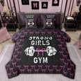 thumbnail image 1 of Feelyou Women Fitness Sport Bedding Comforter Set 7pcs, Black Pink Ribbon Full Bedding Set, 1 of 8