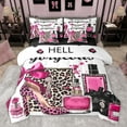 thumbnail image 1 of Feelyou Women High Heel Bedding Comforter Set 7 Pieces, Leopard Cheetah Print Full Bedding Set, Chic Fashion Perfume Reversible Fitted Sheet Flat Sheet, Lightweight Room Decor, 1 of 7