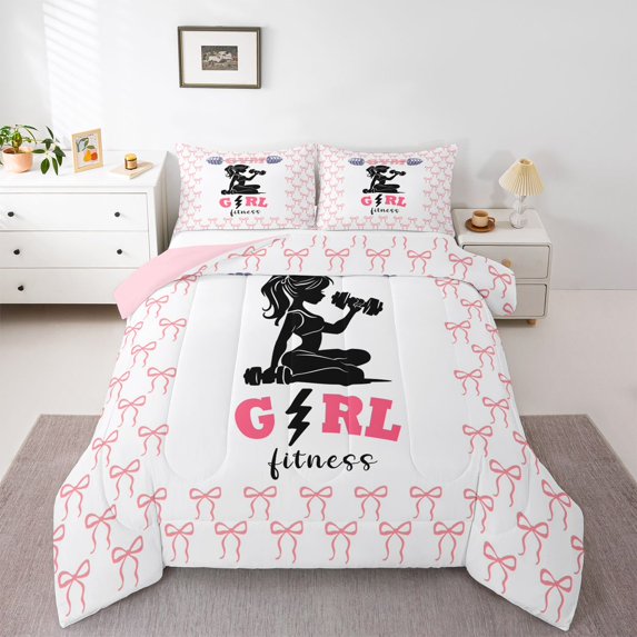 Feelyou Women Lift Heavy Full Size Comforter Sets, Bowknot Ribbon Bedding Sets, 3pcs