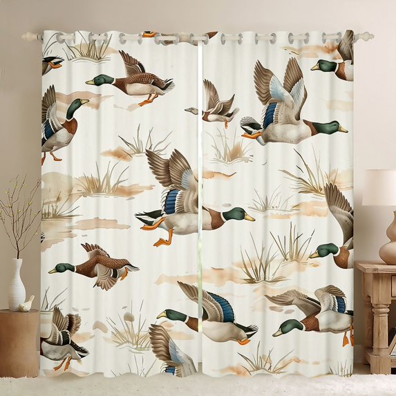 Feelyou Woodland Duck Blackout Curtains Set of 2 (52x84 Each), Lodge Cabin Window Curtains