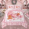 thumbnail image 1 of Feelyou Xmas Gingerbread Man Queen Comforter Set, Pink Buffalo Bedding Comforter Set, 3pcs, 1 of 8