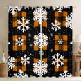 thumbnail image 1 of Feelyou Xmas Snowflake Blackout Curtains Set of 2 (52x84 Each), Orange Checkered Window Curtains, Happy Christmas Holiday Curtains and Drapes, Luxury Bedroom Decor, 1 of 5
