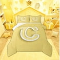 thumbnail image 1 of Feelyou Yellow Bowknot Bedding Queen Comforter Set, Initial Letter C Down Comforter, Cartoon Monogrammed Reversible Comforters & Duvets, Breathable Bedroom Decorative, 3pcs, 1 of 8