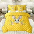 thumbnail image 1 of Feelyou Yellow Bowknot Bunnies Twin Bedding Sets 7-Piece for Kids, Kawaii Easter Rabbit Bedding Comforter Set, Fashion Polkadots Reversible Sheet Sets, Microfiber Bedroom Decor, 1 of 7