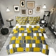 thumbnail image 1 of Feelyou Yellow Geometric Bedding Comforter Set 7pcs for Adult, Abstract Ombre Queen Bedding Sets, Fashion Rectangle Reversible Queen Sheet Sets, Microfiber Bedroom Decor, 1 of 7