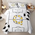 thumbnail image 1 of Feelyou Yellow Minimalist Soccer Q Bed Spread Queen for Boys Girls, Cartoon Ball Sport Queen Coverlet Set, 3-Piece, 1 of 7