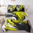 thumbnail image 1 of Feelyou Yellow Oil Printing Bedding Comforter Set 7 Pieces, Modern Fashion Artwork Full Bedding Set, Teen Kid Adult Reversible Fitted Sheet Flat Sheet, Breathable Home Decor, 1 of 7