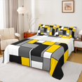 thumbnail image 1 of Feelyou Yellow Square Geometric Twin Sheet Sets, Vintage Artwork Abstract Twin Fitted Sheet, Chic Rectangle Flat Sheet, Microfiber Bedroom Decor, 3pcs, 1 of 7