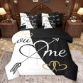thumbnail image 1 of Feelyou You and Me Bedding Comforter Set 7 Pieces for Couple, Romantic Love Heart Full Bedding Set, Happy Valentine's Day Reversible Fitted Sheet Flat Sheet, Breathable Home Decor, 1 of 8