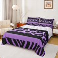 thumbnail image 1 of Feelyou Zebra Cheetah Print Twin Sheet Sets, Purple Polkadots Bedding, 3 Pieces, 1 of 7