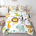 thumbnail image 1 of Feelyou Zoon Animal Child Bedding Comforter Set 7 Pieces, Lion Giraffe Elephant Full Bedding Set, Jungle Wildlife Reversible Fitted Sheet Flat Sheet, Breathable Home Decor, 1 of 7