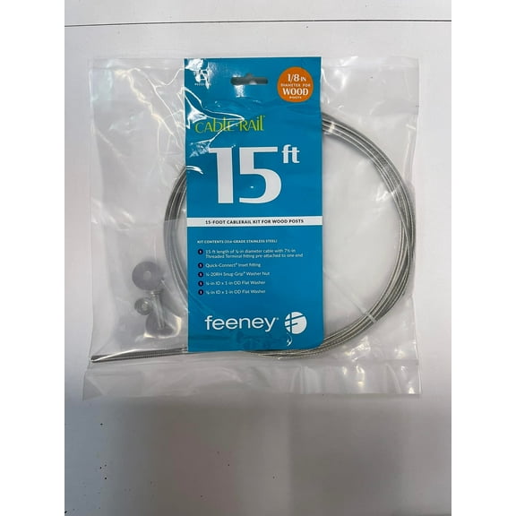 Feeney CR-6315-PKG Cable Rail Assemblies for Wood, 1/8", 15'