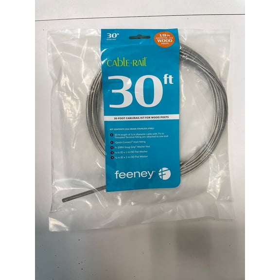 Feeney CR-6330-PKG Cable Rail Assemblies for Wood, 1/8", 30'