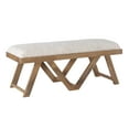 thumbnail image 1 of Feeney Upholstered Bench, Brown Frame with Off-White Handwoven Fabric, 1 of 12