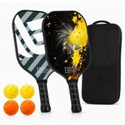 Feeray USAPA Approved Pickleball Paddles Set of 2, Fiberglass Rackets with Polypropylene Core, Includes 4 Balls & Carry Bag