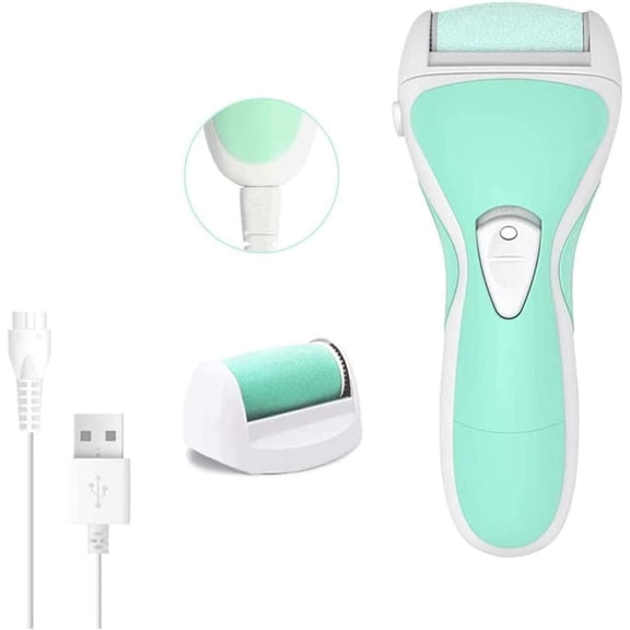 Feet Callus Remover Electric Foot File Dead Skin Pedicure Tool Electronic Wet & Dry Vacuum Scrubber with 2 Coarse Roller Heads Heel Care Rechargeable Remover
