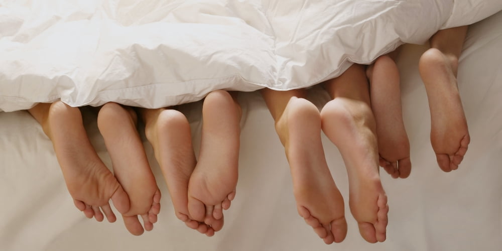 Feet In Bed Canvas Art - Leah Hammond Design Pics (40 x 20)