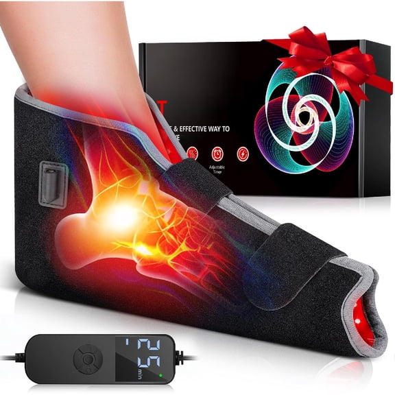 Feet Massger, 660nm & 850nm Light Massger Heat Foot Wrap with Timer, Light Shoe for Foot Ankle Heel Joint