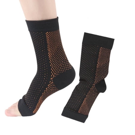 Feet Skin Care Open-Toe Anti Chapped Foot Cracked Repair Heel Sock Ankle Compression Socks Crack Healing BLACK&COPPER L